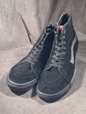 Vans Sk8-Hi Triple Black All Suede Leather Accent Lace Up Sneakers G US 15